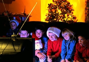 Kids watching xmas movie