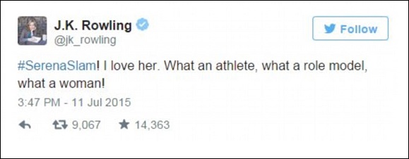 J.K. Rowling for Serena Williams