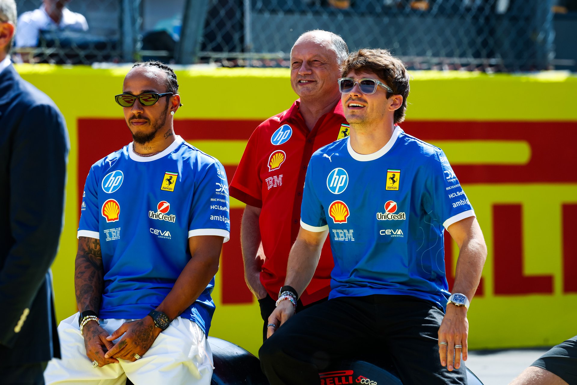 ferrari hamilton and leclerc